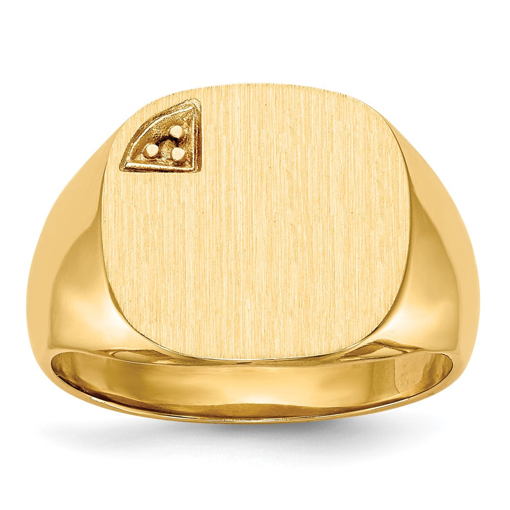 14K Yellow Gold 15.0X15.0mm Closed Back Diamond Men'S Signet Ring Mounting