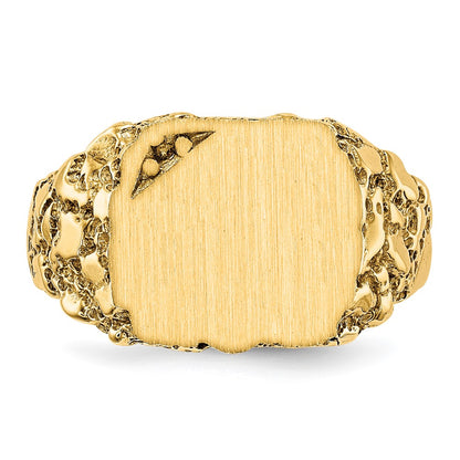 14K Yellow Gold 10.0X11.5mm Diamond Closed Back Signet Ring Mounting