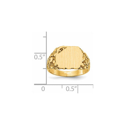 14K Yellow Gold 10.0X11.5mm Diamond Closed Back Signet Ring Mounting