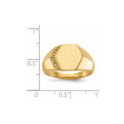 14K Yellow Gold 11.5X11.5mm Open Back Diamond Men'S Signet Ring Mounting
