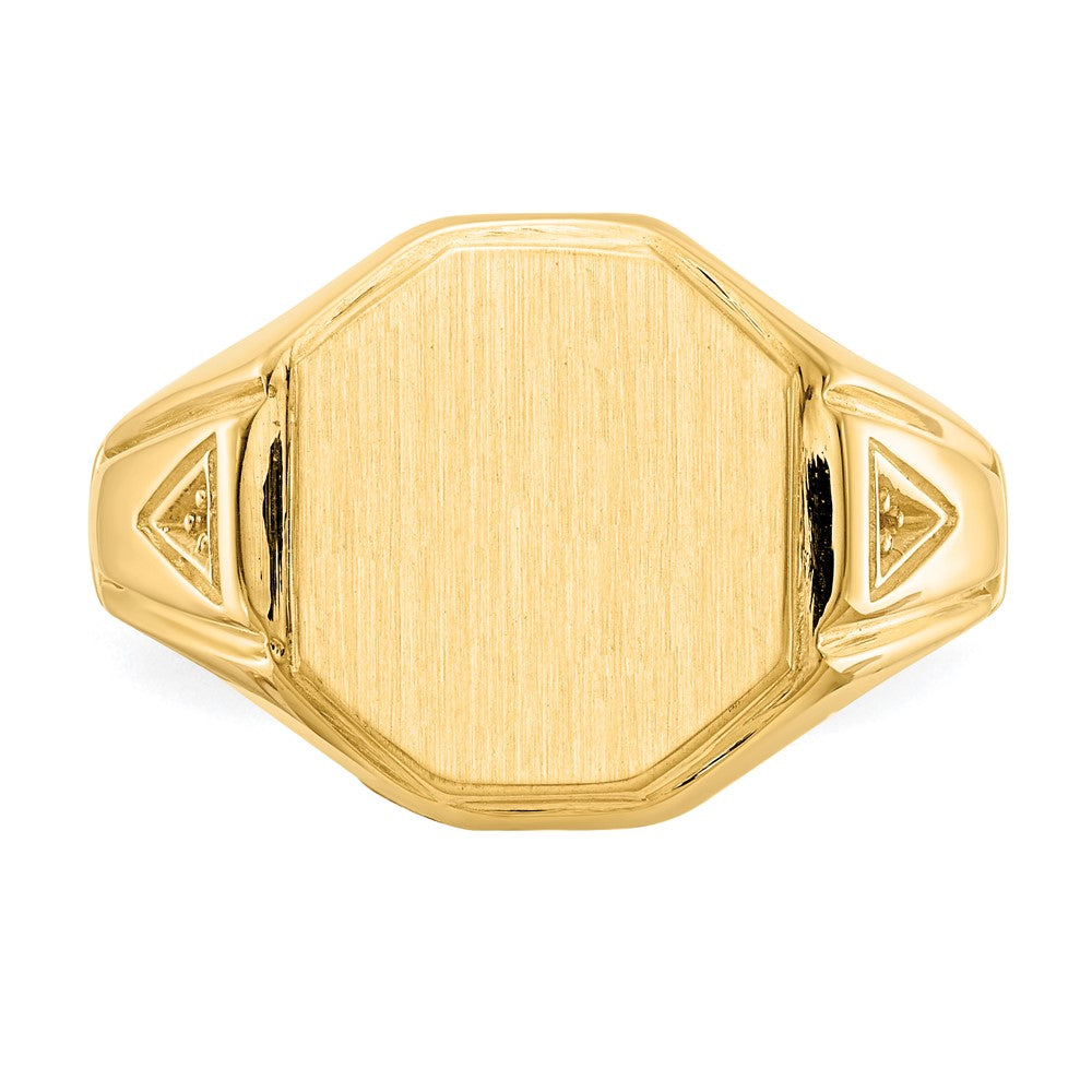 14K Yellow Gold 12.5X11.5mm Open Back Diamond Men'S Signet Ring Mounting