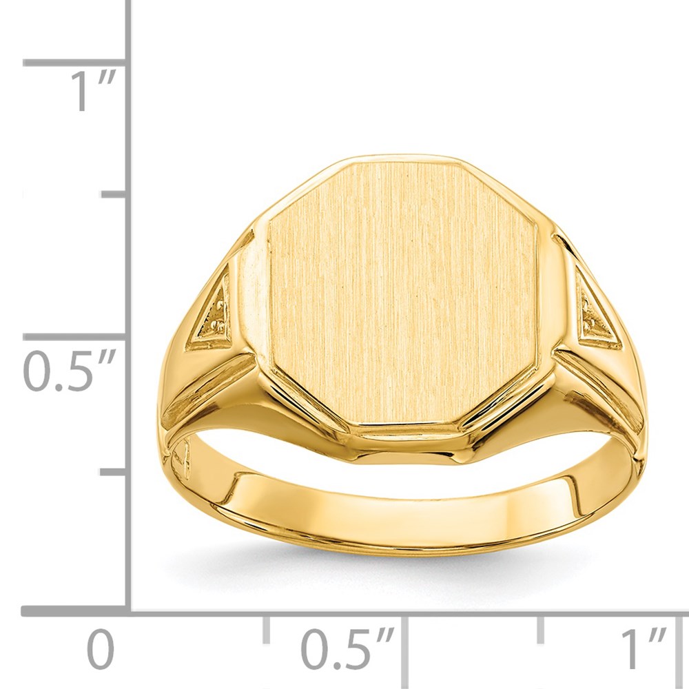 14K Yellow Gold 12.5X11.5mm Open Back Diamond Men'S Signet Ring Mounting