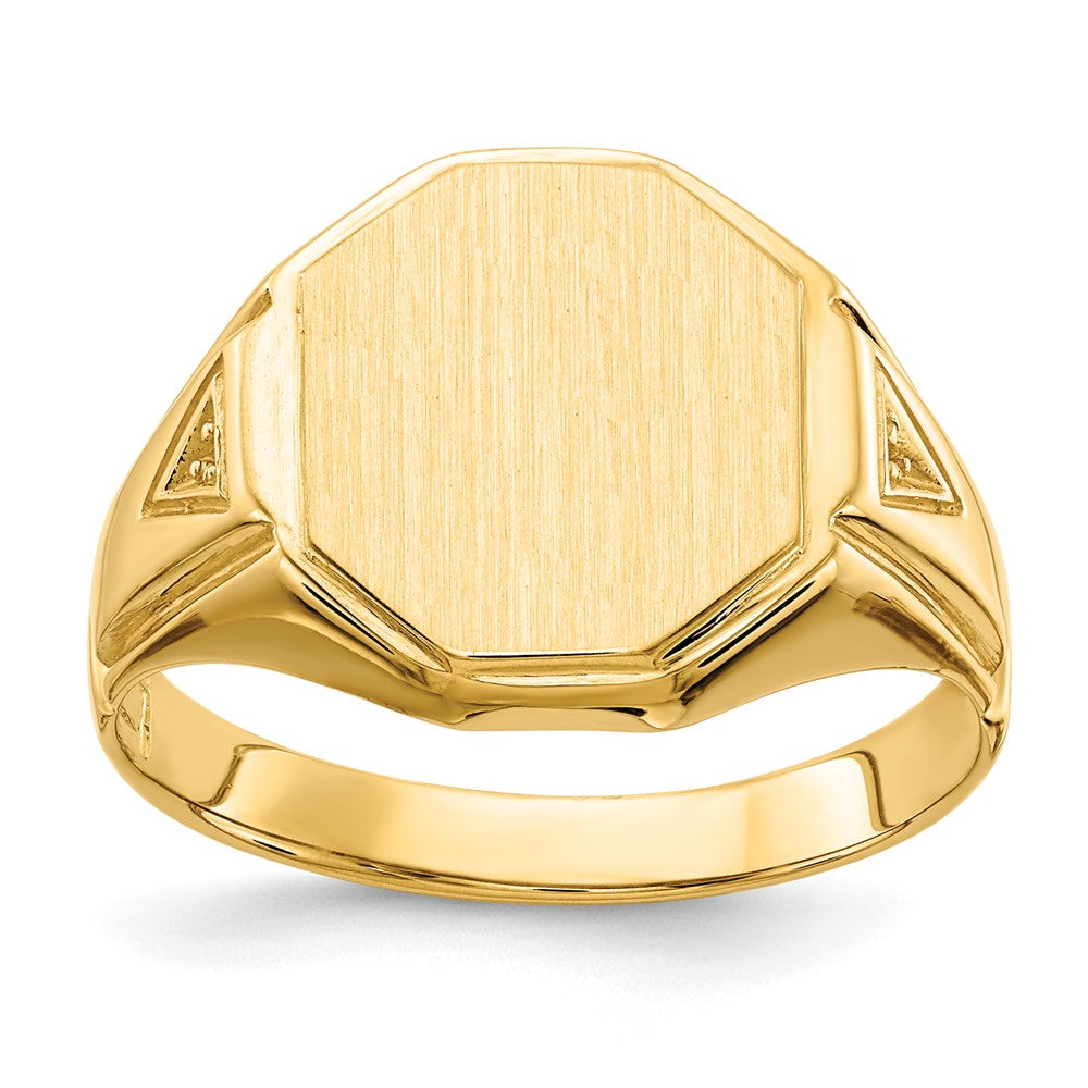 14K Yellow Gold 12.5X11.5mm Open Back Diamond Men'S Signet Ring Mounting