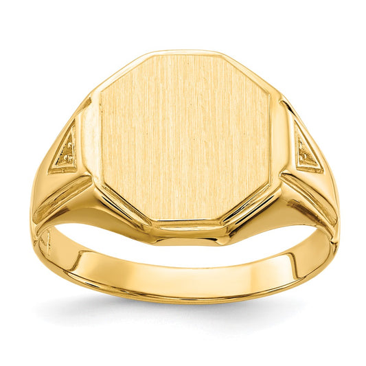 14K Yellow Gold 12.5X11.5mm Open Back Diamond Men'S Signet Ring Mounting