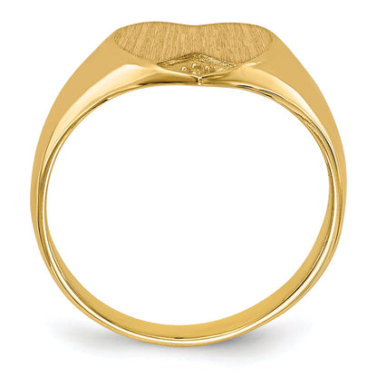 14K Yellow Gold .005Ct. Diamond Closed Back 9.0X9.0mm Heart Signet Ring Mounting
