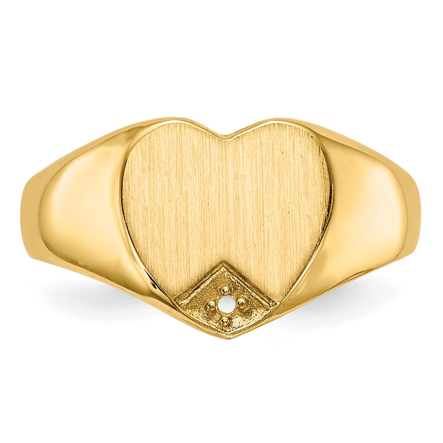 14K Yellow Gold .005Ct. Diamond Closed Back 9.0X9.0mm Heart Signet Ring Mounting