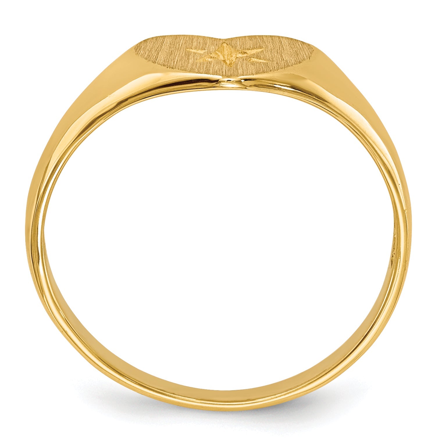 14K Yellow Gold .01Ct. Diamond 7.0X10.0mm Open Back Heart Signet Ring Mounting