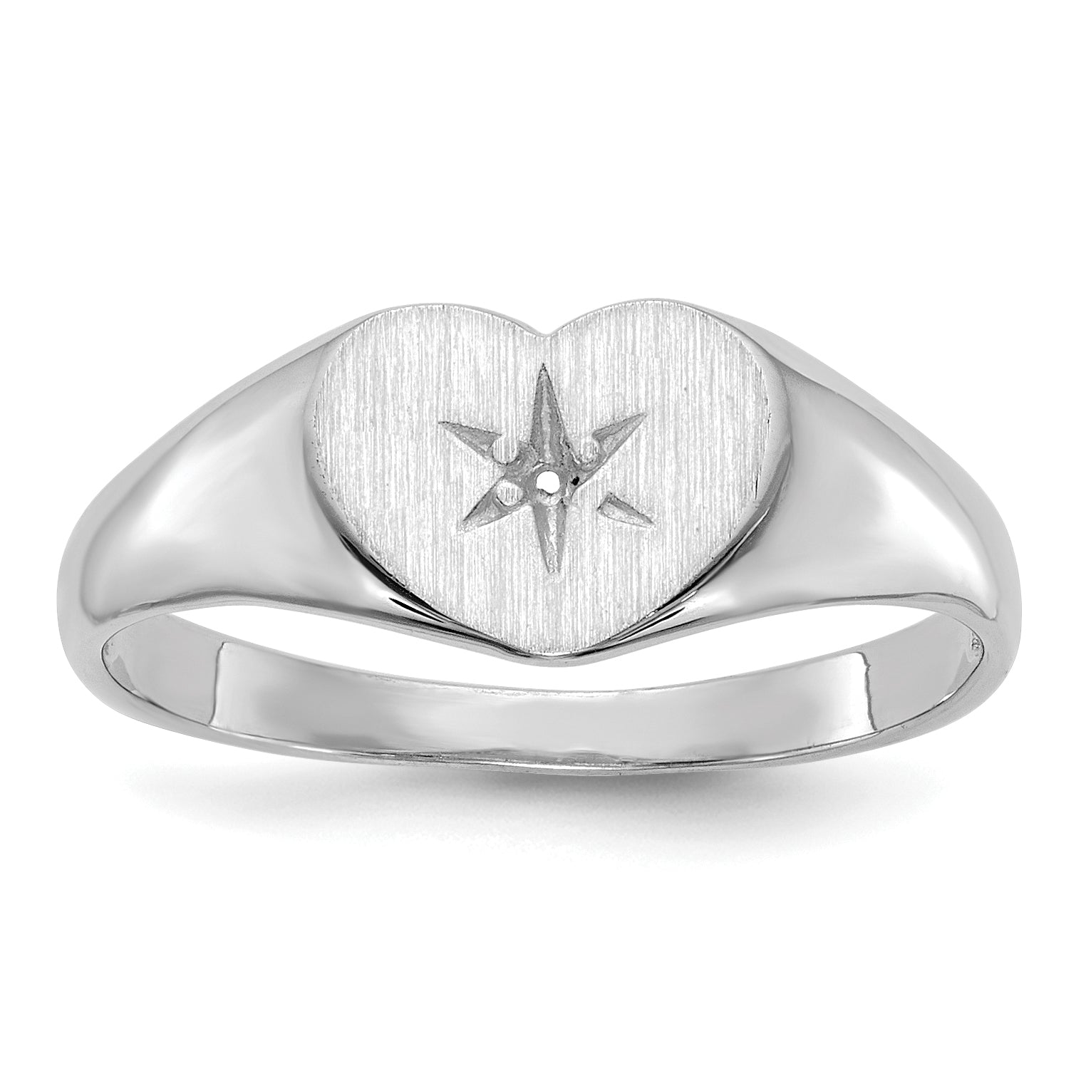 14K White Gold .01Ct. Diamond 7.0X10.0mm Open Back Heart Ring Mounting