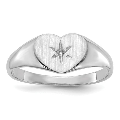 14K White Gold .01Ct. Diamond 7.0X10.0mm Open Back Heart Ring Mounting