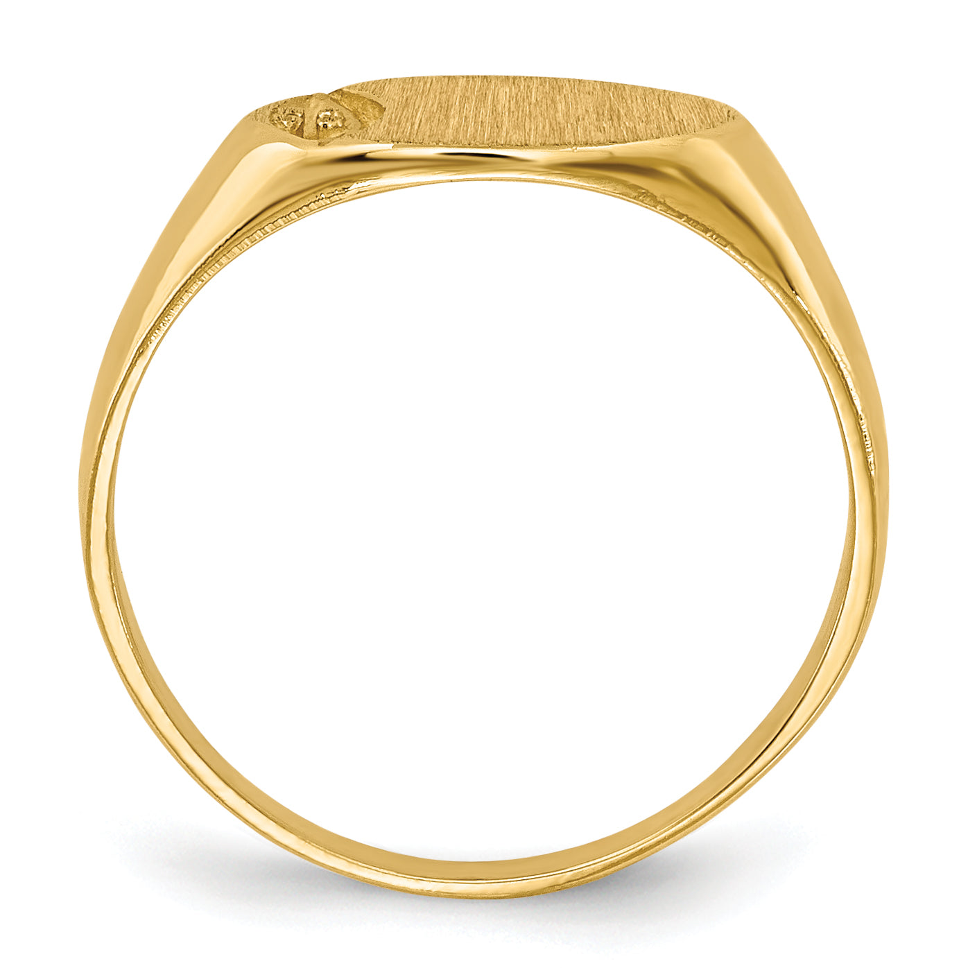 14K Yellow Gold Child'S .005Ct. Diamond 10X6mm Closed Back Signet Ring Mounting