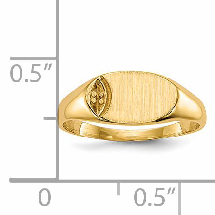 14K Yellow Gold Child'S .005Ct. Diamond 10X6mm Closed Back Signet Ring Mounting