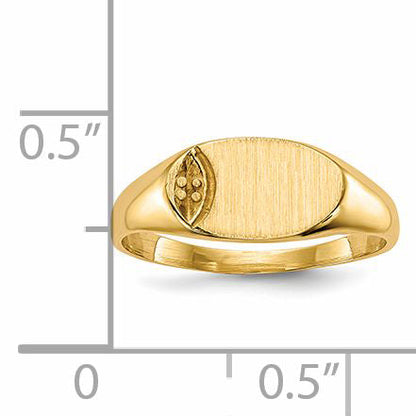 14K Yellow Gold Child'S .005Ct. Diamond 10X6mm Closed Back Signet Ring Mounting