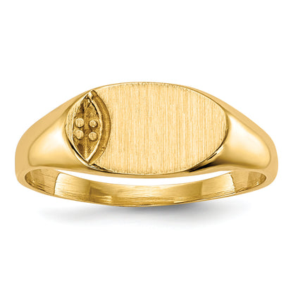 14K Yellow Gold Child'S .005Ct. Diamond 10X6mm Closed Back Signet Ring Mounting