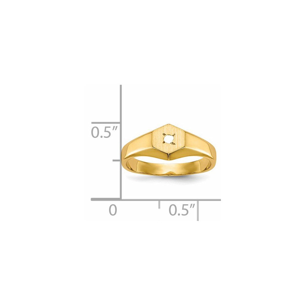 14K Yellow Gold Childs .02Ct. Diamond Signet Ring Mounting