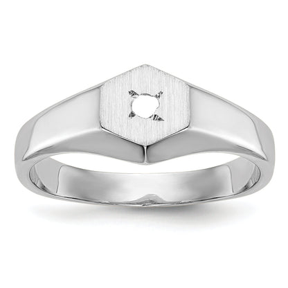 14K White Gold 14Kw Childs .02Ct. Diamond 6X5mm Ring Mounting