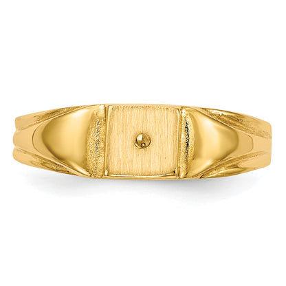 14K Yellow Gold Child'S Diamond Ring Mounting 4.5mmx4.5mm Closed Back