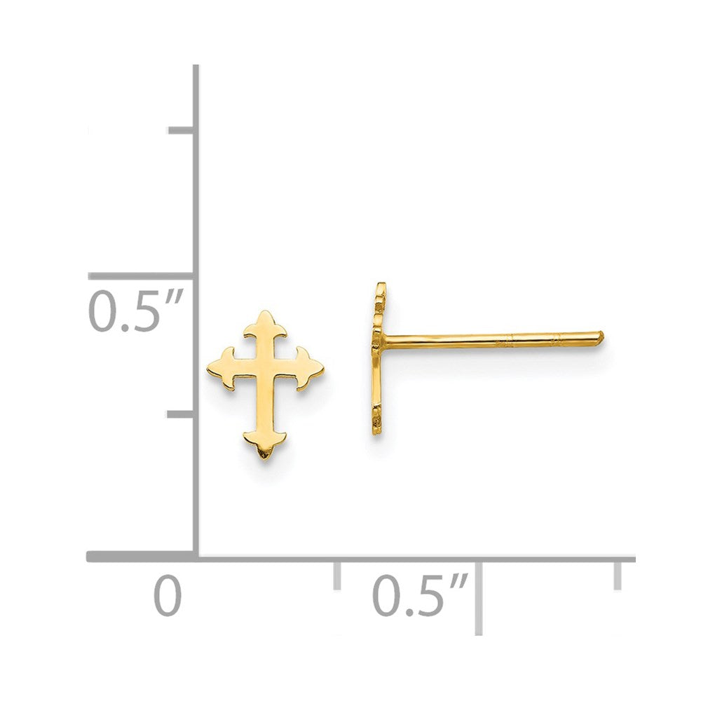 14K Yellow Gold Madi K Polished Cross Post Earrings