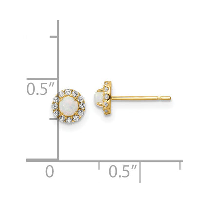 14K Yellow Gold Madi K Cz And Created Opal Post Earrings