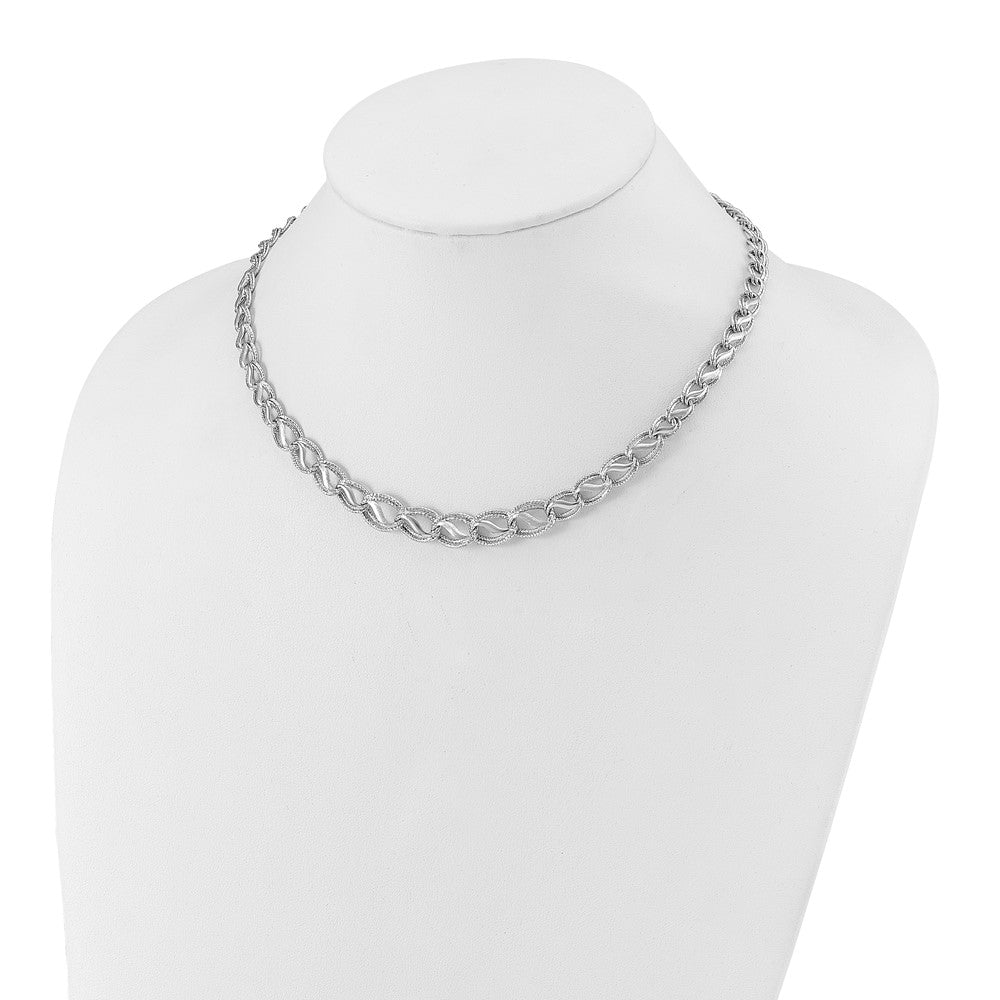 14K White Gold Diamond Cut Necklace