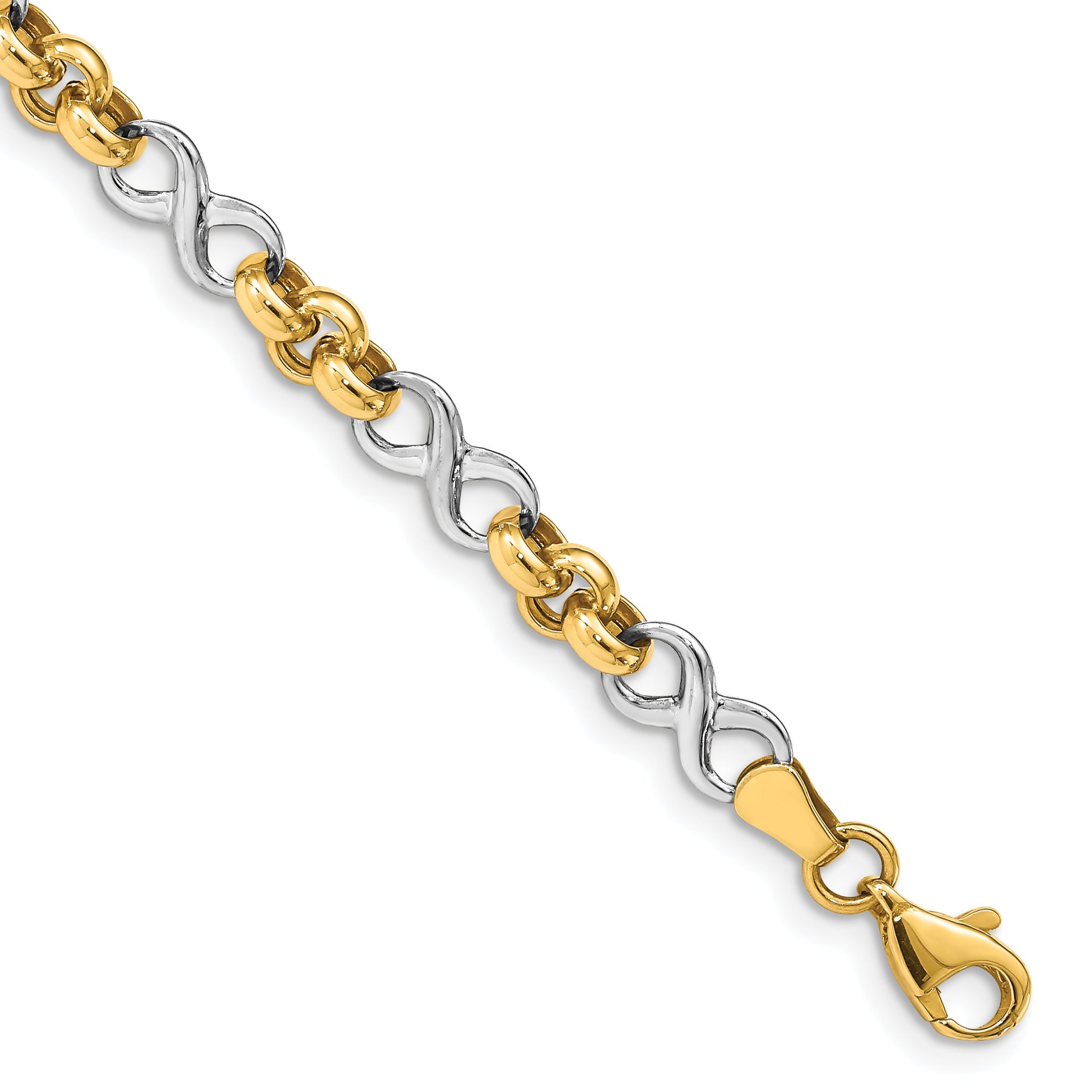 7.5 Inch 14K Two-Tone Infinity Bracelet