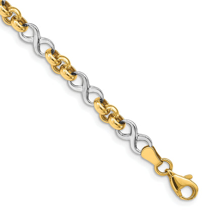 7.5 Inch 14K Two-Tone Infinity Bracelet