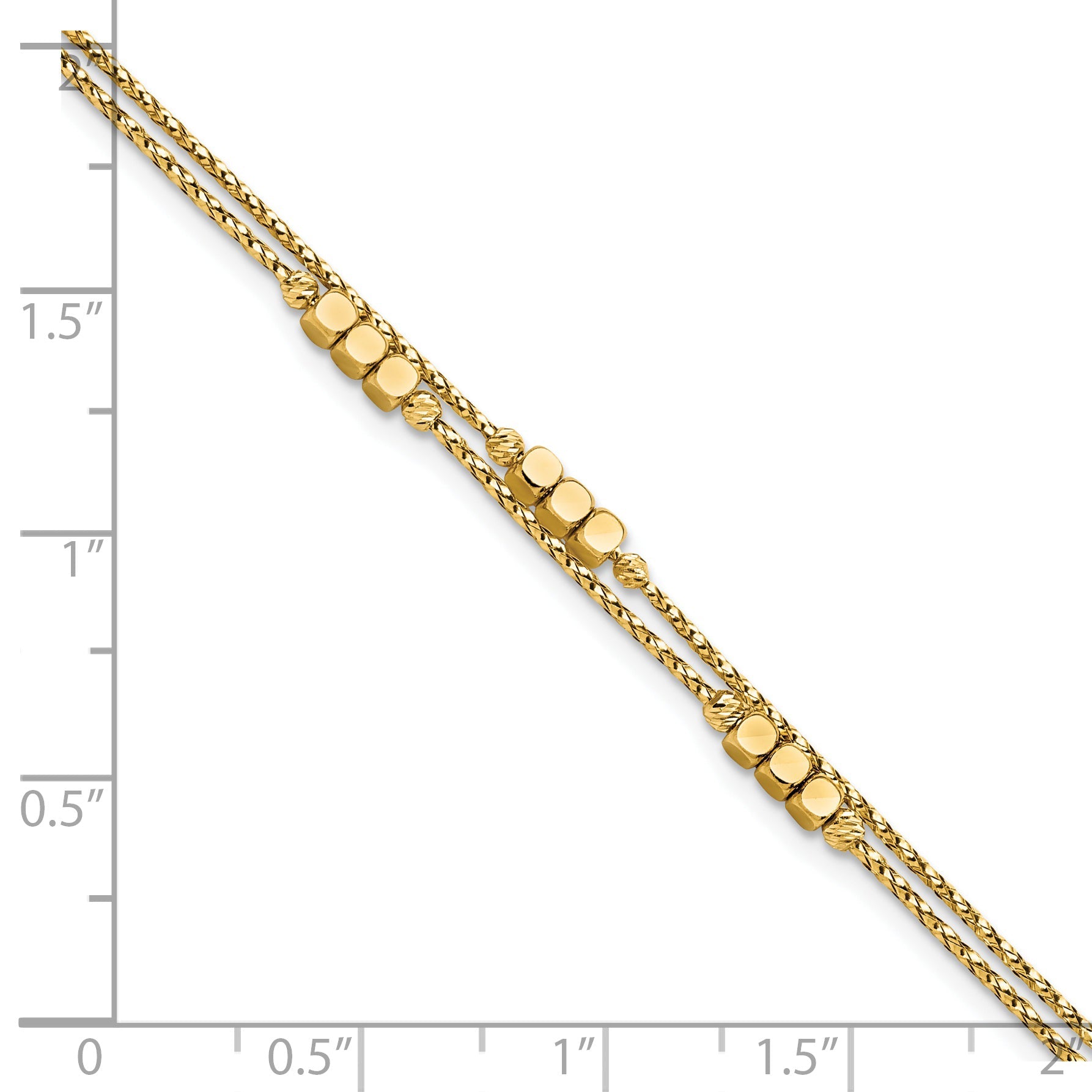7.5 Inch 14K Polished D/C Beaded Double Strand Bracelet