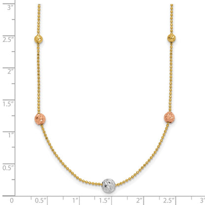 18 Inch 14K Tri-Color D/C Beads Beaded Chain Necklace