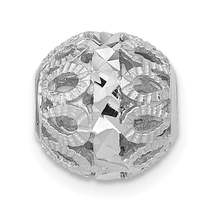 14K White Gold Diamond-Cut Filigree Ball Chain Slide