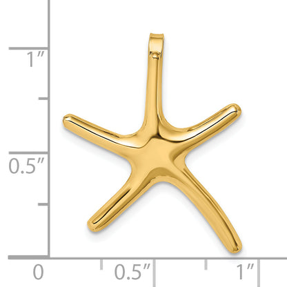14K Yellow Gold Polished Starfish Chain Slide