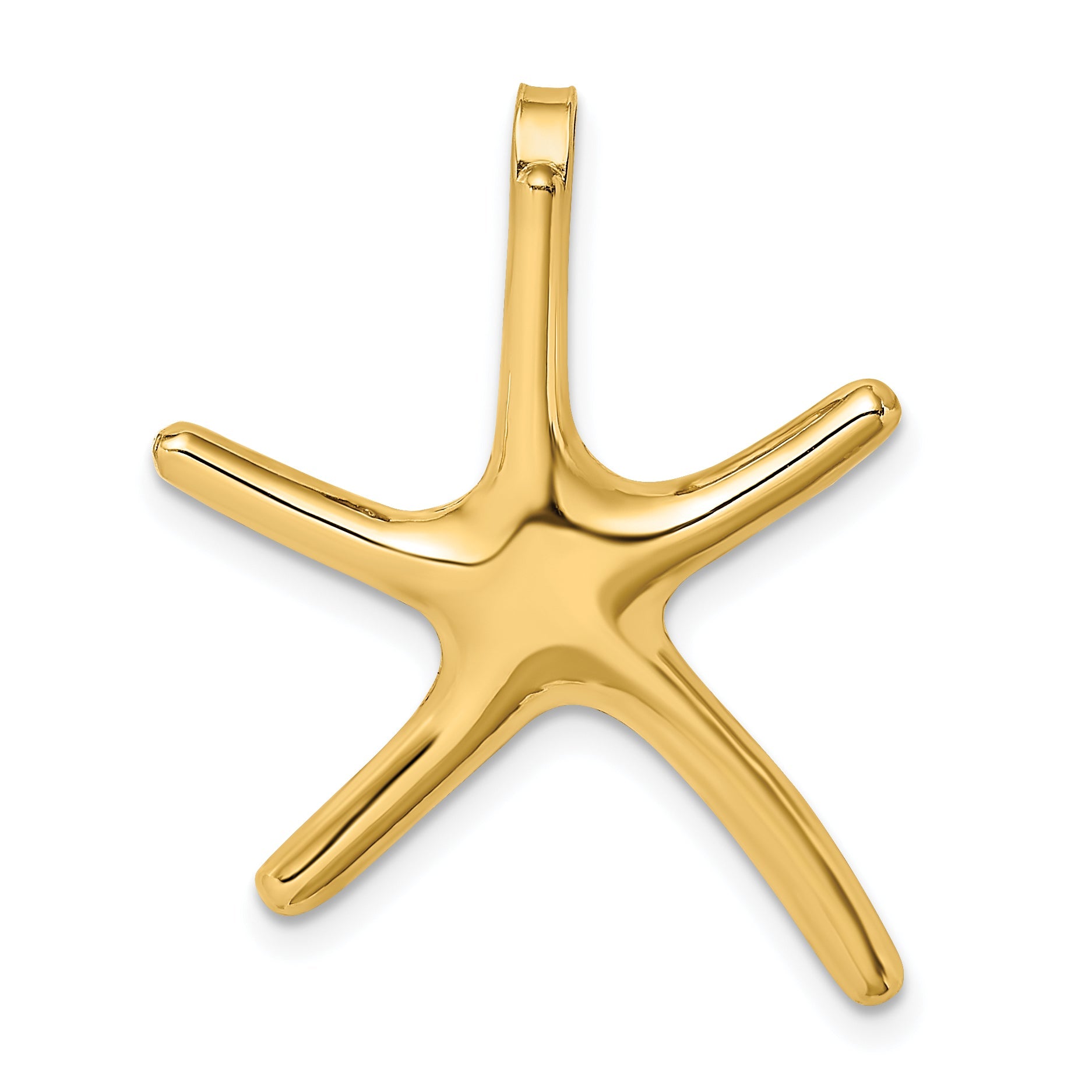 14K Yellow Gold Polished Starfish Chain Slide