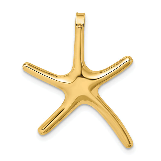 14K Yellow Gold Polished Starfish Chain Slide