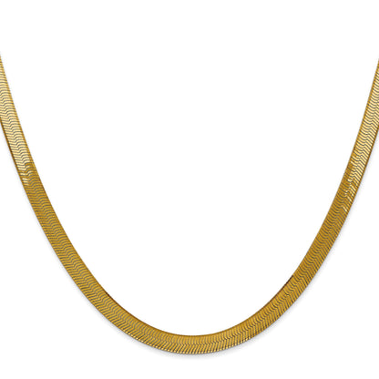 22 Inch 14K 5mm Silky Herringbone Chain Necklace