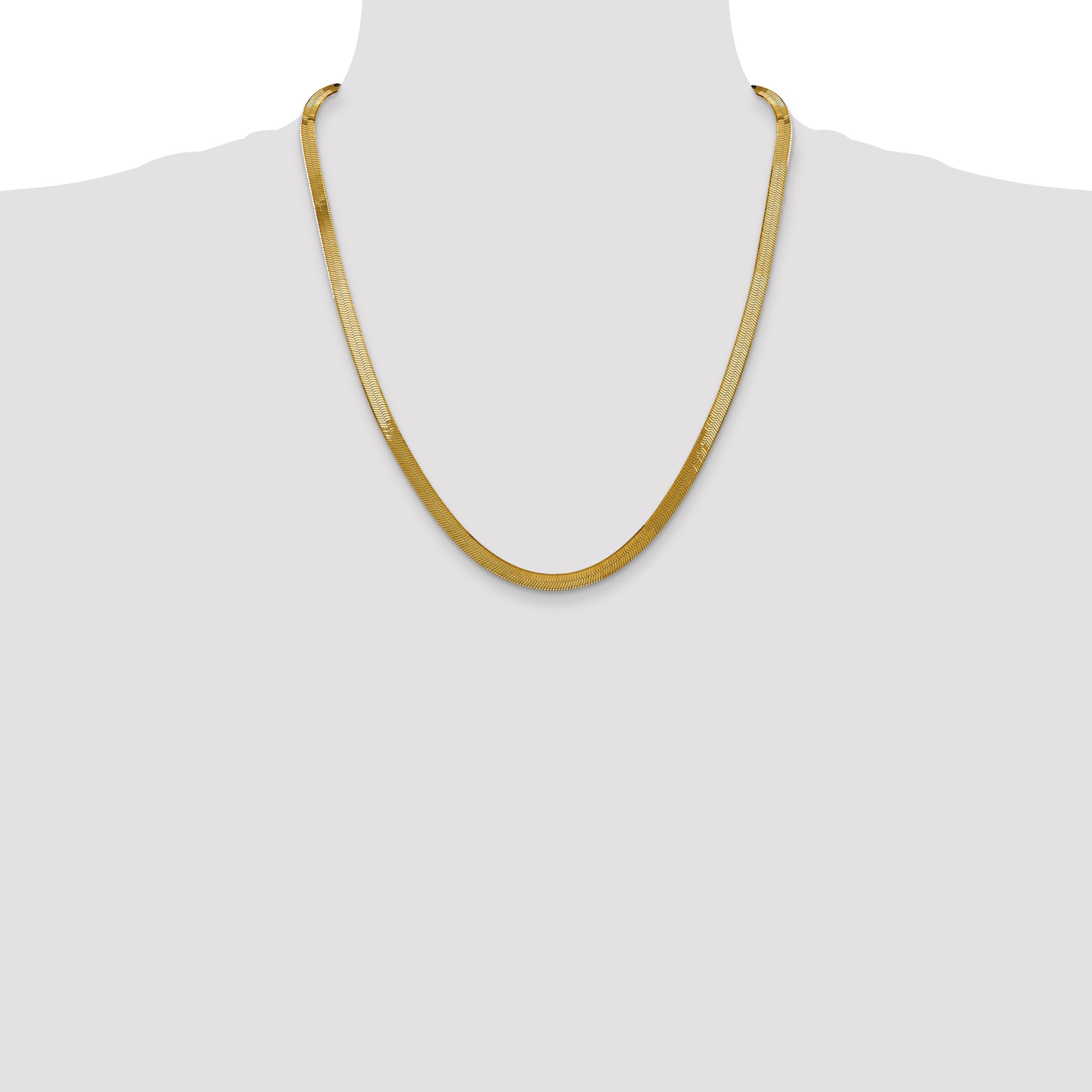 22 Inch 14K 5mm Silky Herringbone Chain Necklace