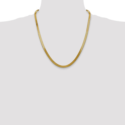22 Inch 14K 5mm Silky Herringbone Chain Necklace