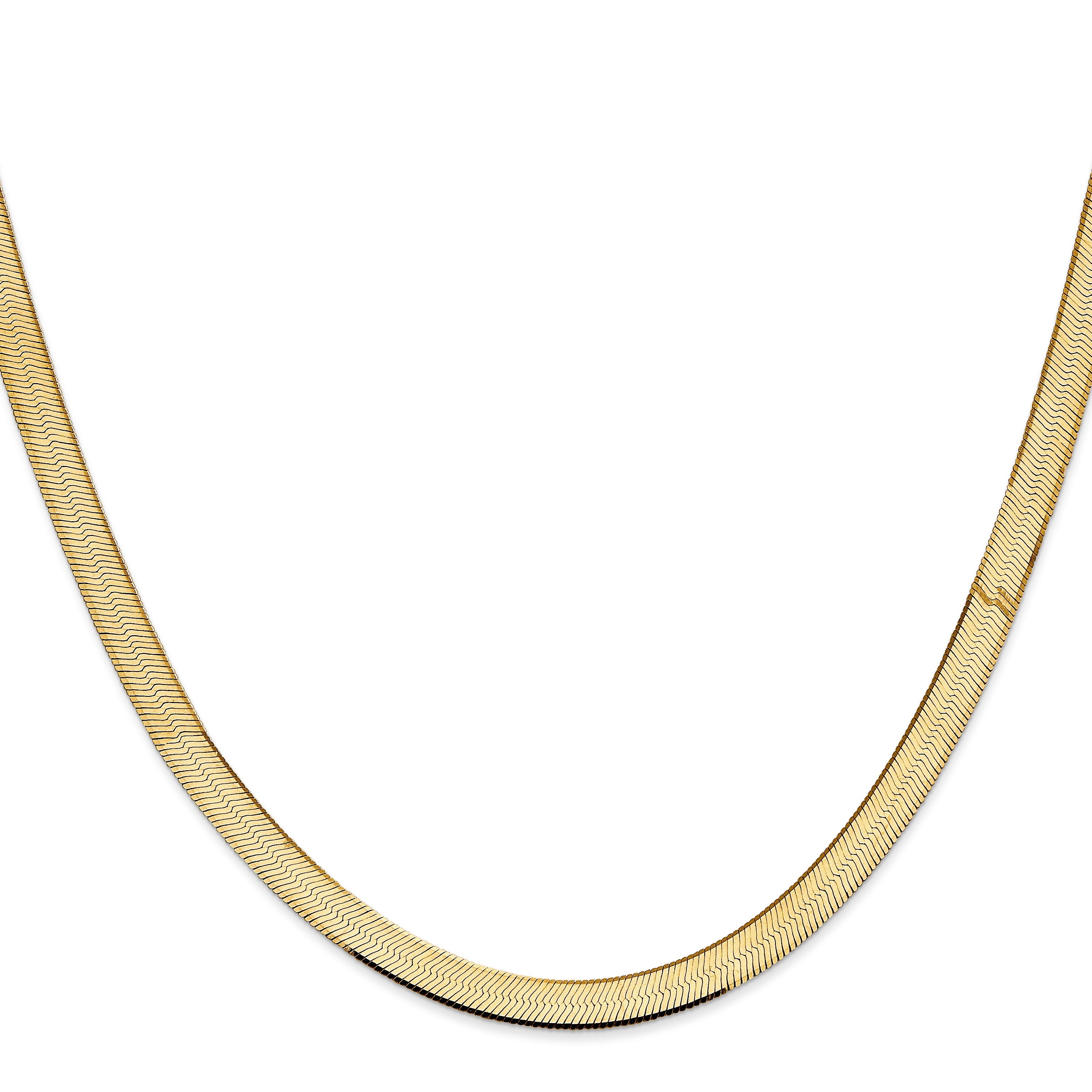 14K Yellow Gold 16 Inch 5.5mm Silky Herringbone With Lobster Clasp Chain Necklace
