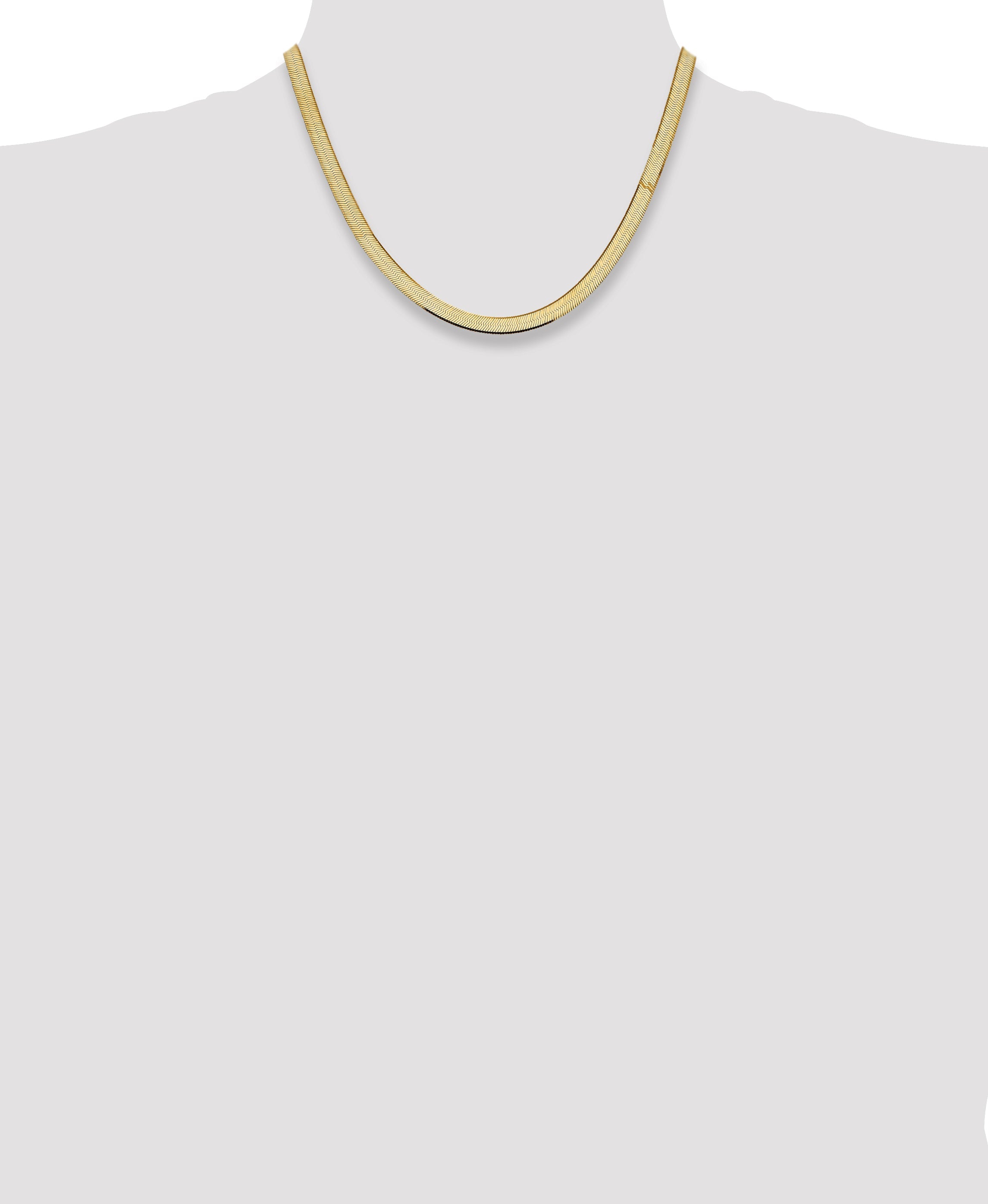 14K Yellow Gold 18 Inch 5.5mm Silky Herringbone With Lobster Clasp Chain Necklace