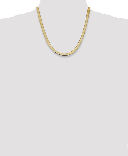 14K Yellow Gold 20 Inch 5.5mm Silky Herringbone With Lobster Clasp Chain Necklace