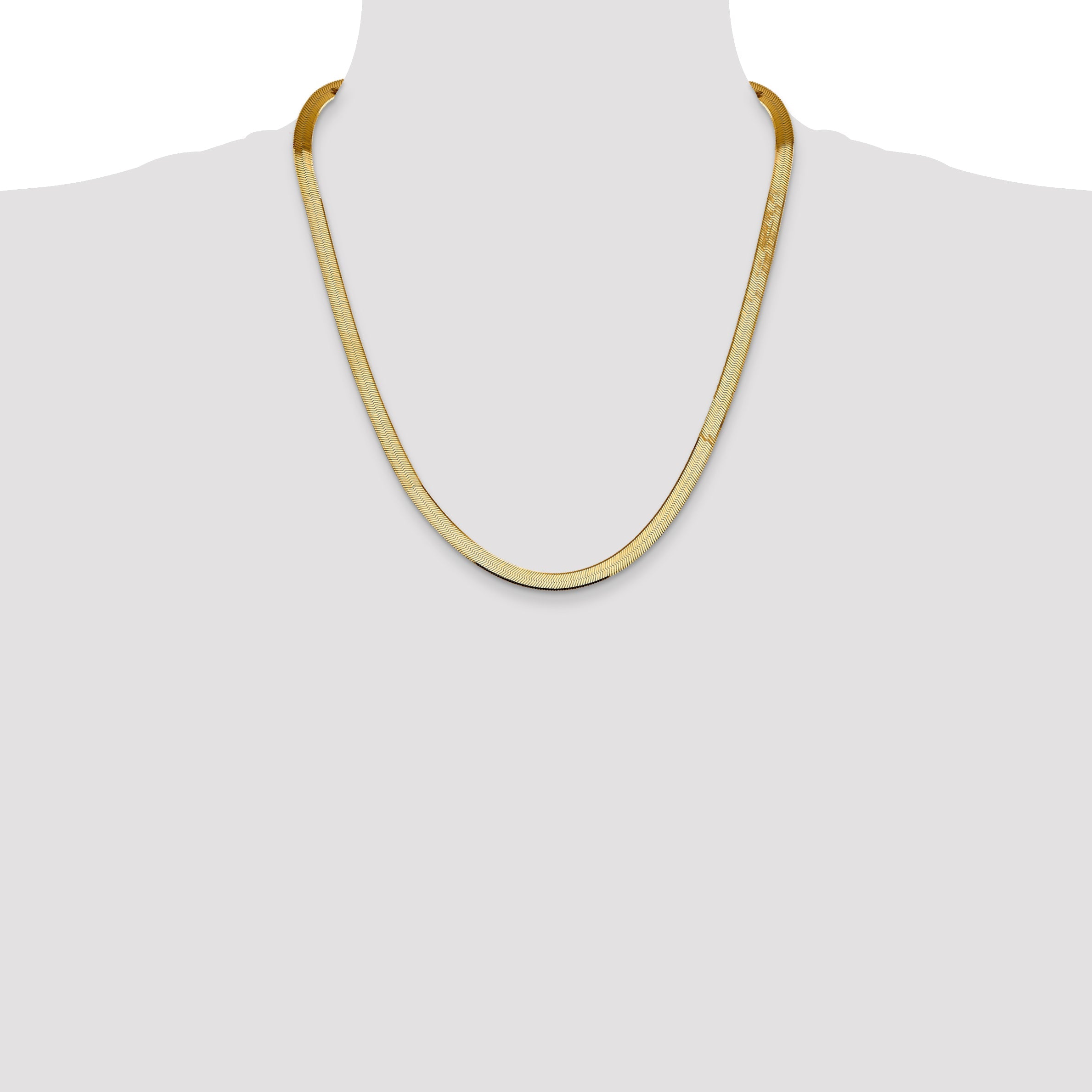 22 Inch 14K 5.5mm Silky Herringbone Chain Necklace