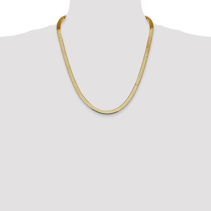 22 Inch 14K 5.5mm Silky Herringbone Chain Necklace