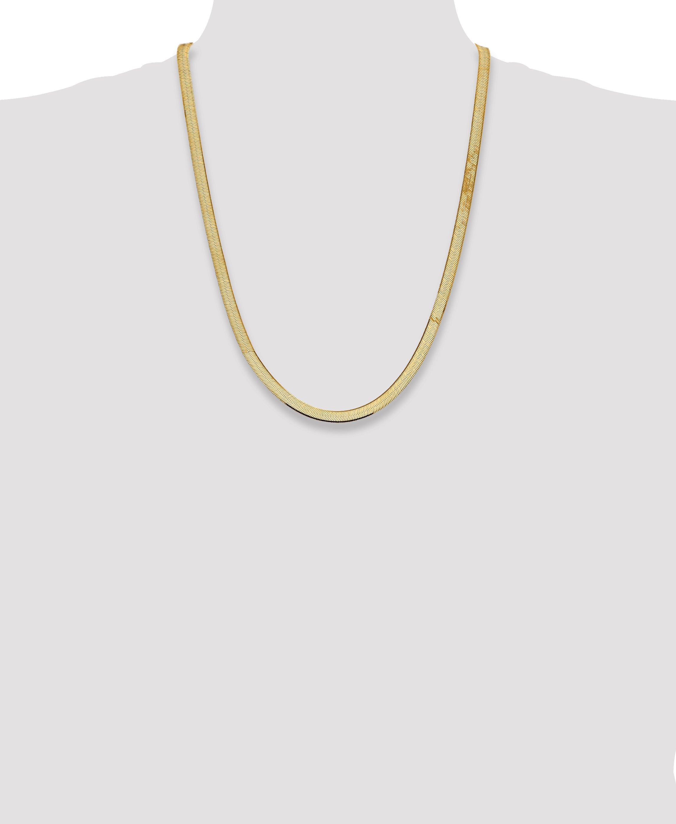 14K Yellow Gold 24 Inch 5.5mm Silky Herringbone With Lobster Clasp Chain Necklace