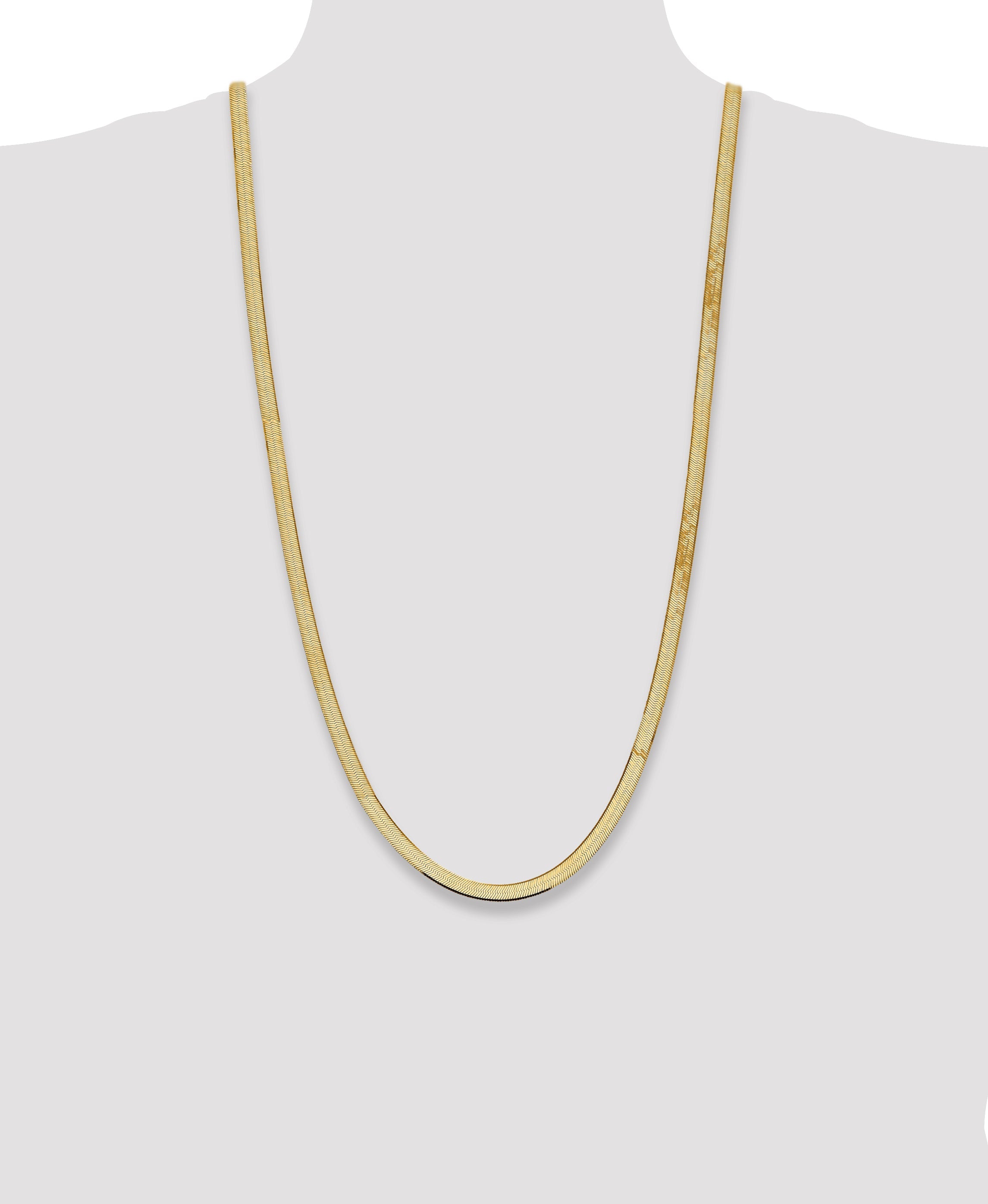 14K Yellow Gold 30 Inch 5.5mm Silky Herringbone With Lobster Clasp Chain Necklace
