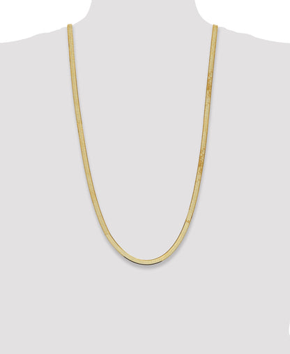 14K Yellow Gold 30 Inch 5.5mm Silky Herringbone With Lobster Clasp Chain Necklace