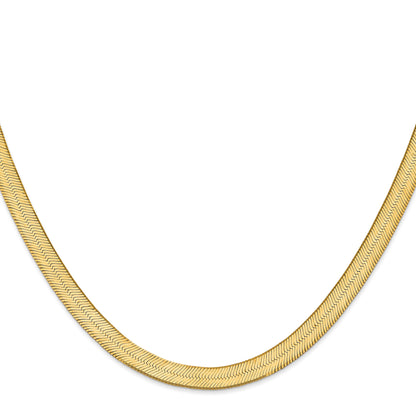 22 Inch 14K 6.5mm Silky Herringbone Chain Necklace
