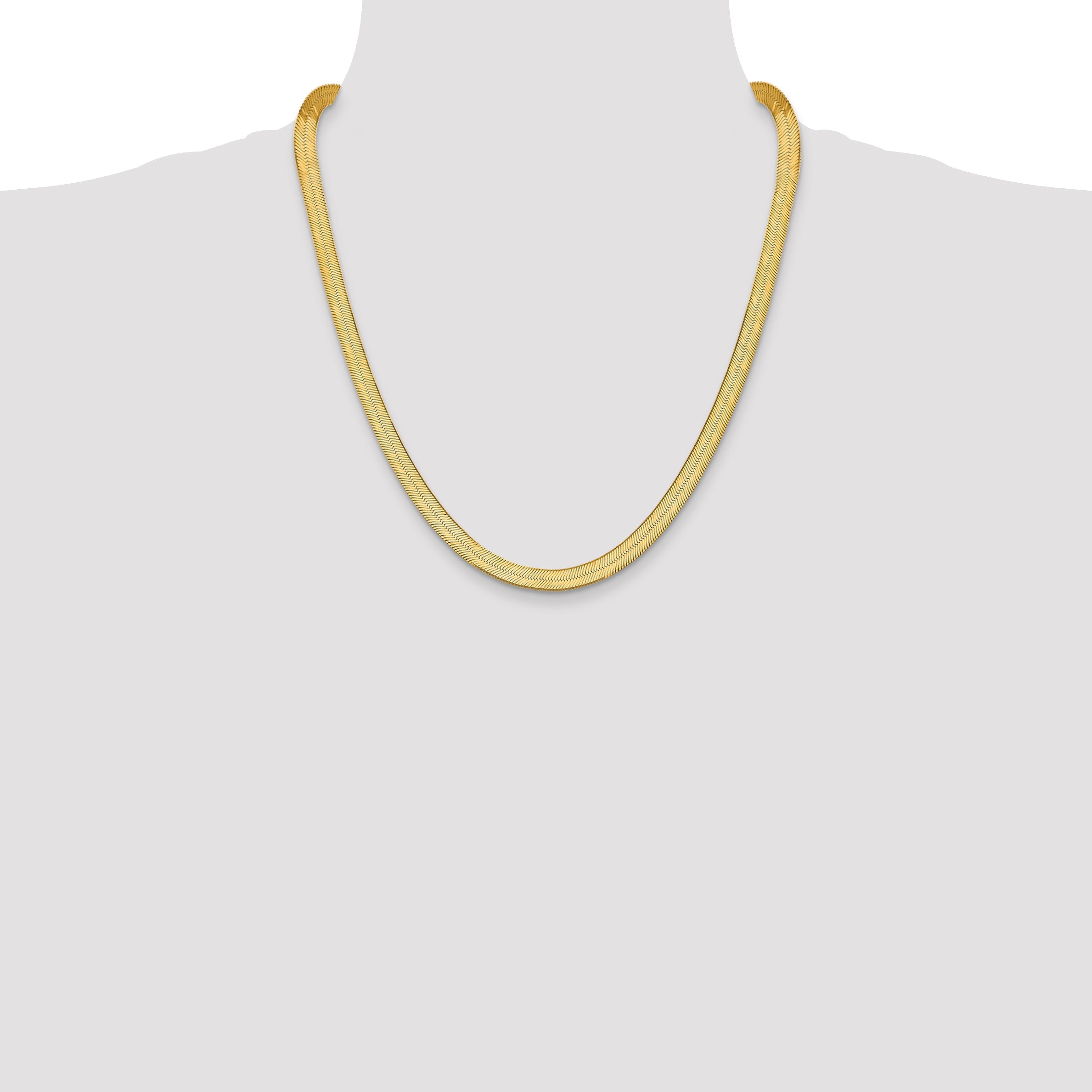 22 Inch 14K 6.5mm Silky Herringbone Chain Necklace