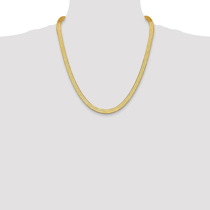 22 Inch 14K 6.5mm Silky Herringbone Chain Necklace