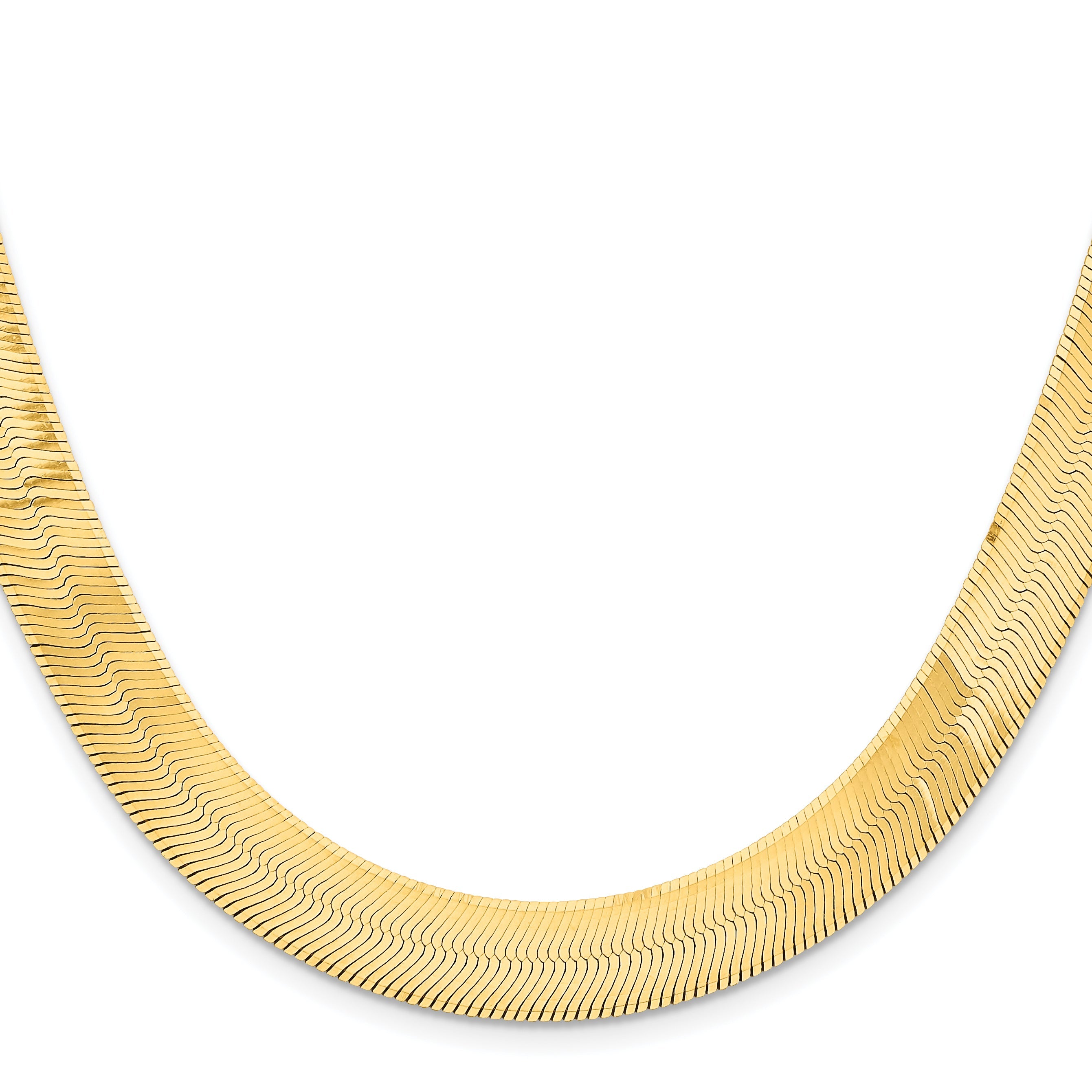 14K Yellow Gold 20 Inch 10mm Silky Herringbone With Lobster Clasp Chain Necklace