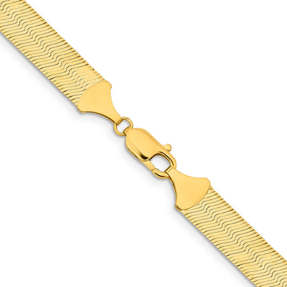 14K Yellow Gold 22 Inch 10mm Silky Herringbone With Lobster Clasp Chain Necklace