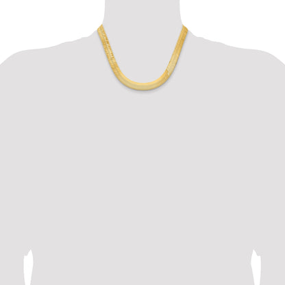 14K Yellow Gold 18 Inch 10mm Silky Herringbone With Lobster Clasp Chain Necklace