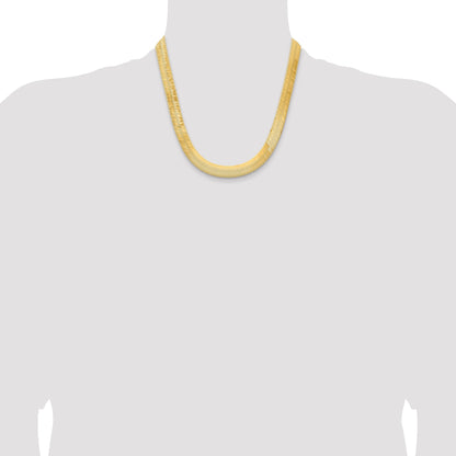 14K Yellow Gold 20 Inch 10mm Silky Herringbone With Lobster Clasp Chain Necklace