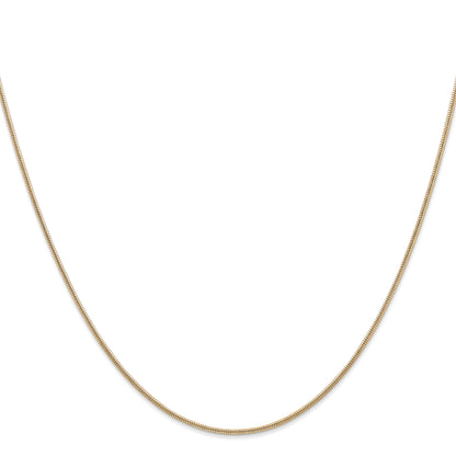 14K Yellow Gold 22 Inch 1.4mm Round Snake Lobster Clasp Chain Necklace